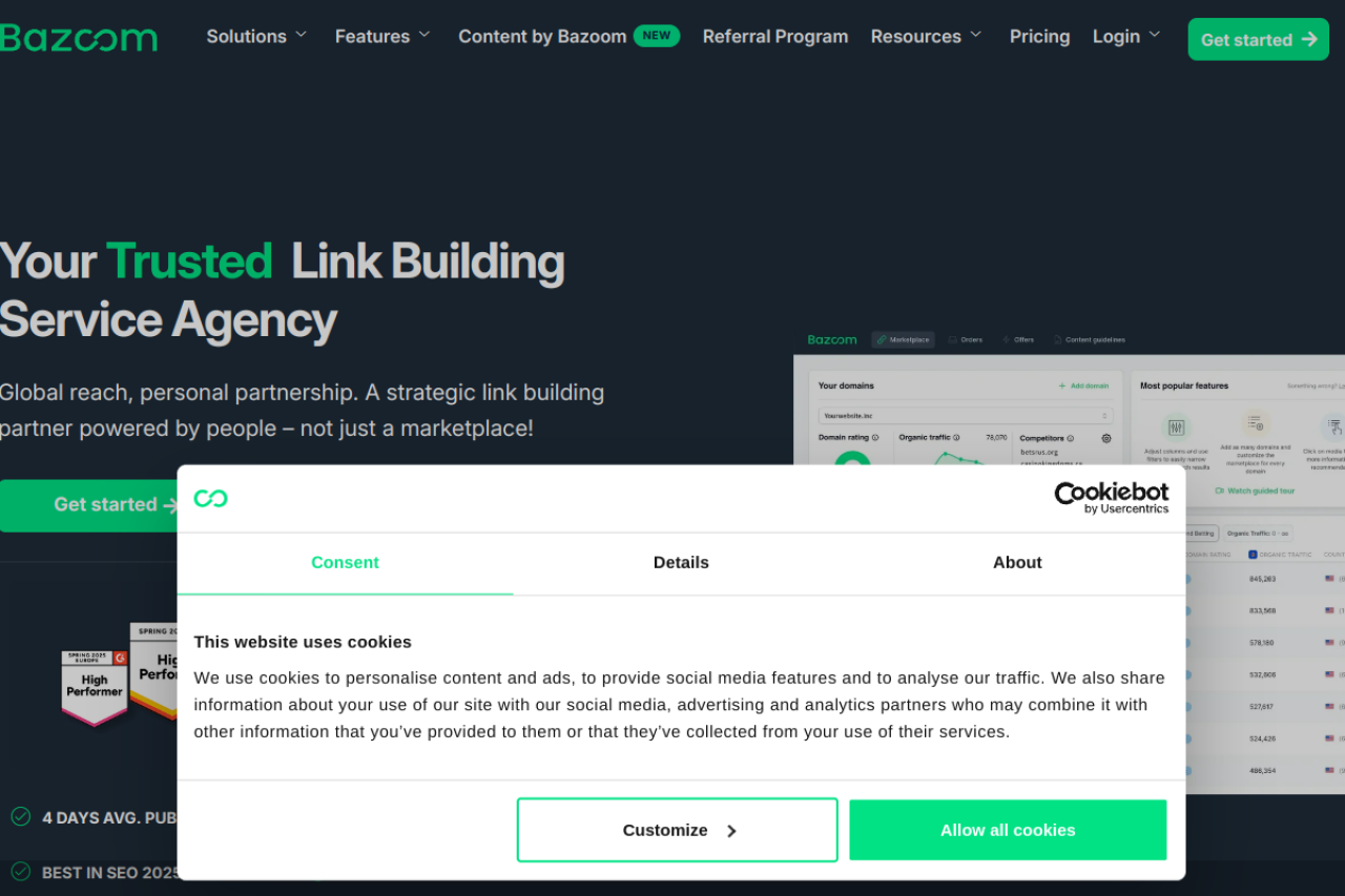 Bazoom homepage screenshot