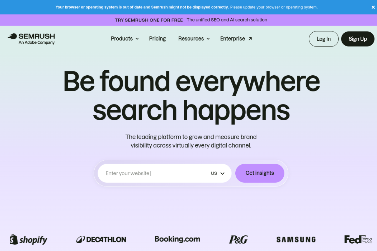 SEMrush homepage screenshot