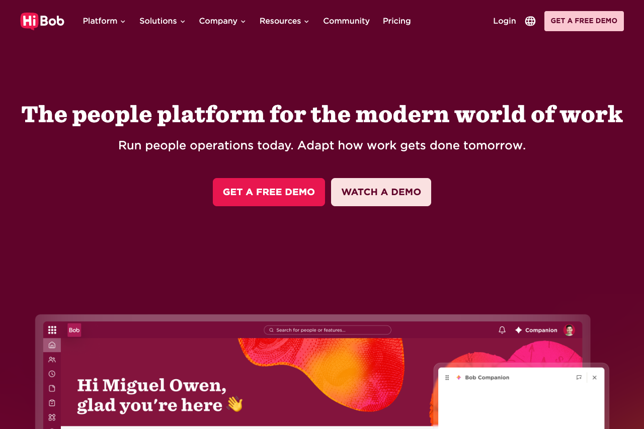 hibob homepage