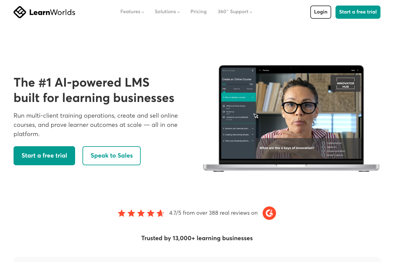 learnworlds homepage