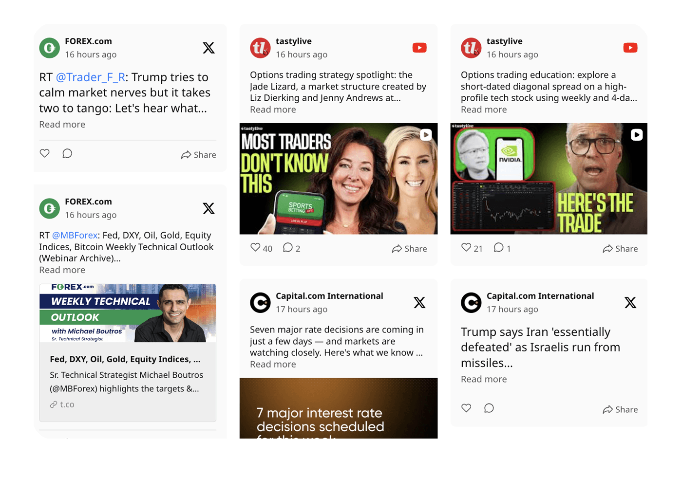 FYI social feed dashboard screenshot